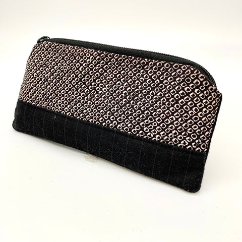 Japanese shibori black and white purse
