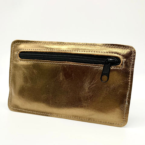 Metallic and glossy brown purse