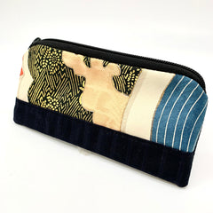 Gold, blue and beige Japanese purse